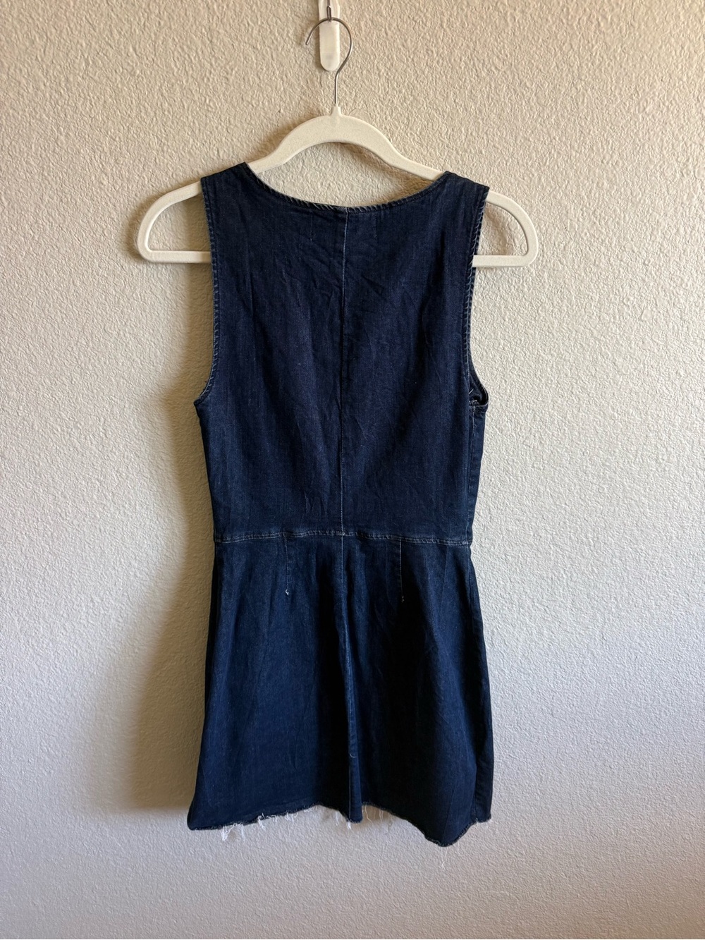 Reformation Lars Denim Mini Dress 100% Cotton Square Neck Dark Wash Size 4 - Picture 7 of 8